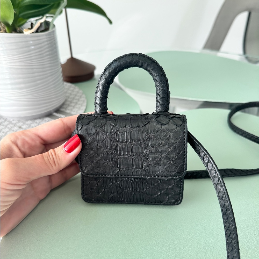 Gelareh Mizrahi Itsy Bitsy Micro Mini Python Top Handle Bag Black